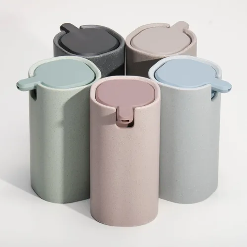 Vista 2 de LINE+ARC Moderno Dispensador de Jabón Fácil de Presionar (Ártico). Lindo Dispensador de Loción Líquida para Baño, Cocina y Fregadero en Mármol Azul