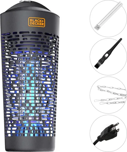 Vista 4 de BLACK+DECKER - Exterminador de insectos para exteriores, trampa eléctrica UV para insectos, matamoscas, mosquitos, jejenes y otras plagas voladoras