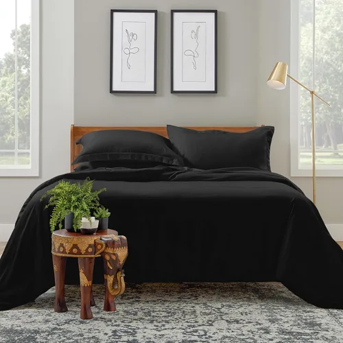 Vista 21 de Cosy House Collection Juego de funda de edredón de lujo de 2 piezas, mezcla de rayón derivado del bambú, ropa de cama ultrasuave, protector de Crema