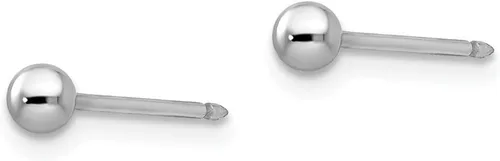 Vista 2 de Aretes de oro amarillo de 14 quilates de oro blanco de 0.118 in de bola de 0.118 in, Metal