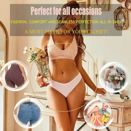Vista 5 de Ropa interior atrevida para mujer, bikini de encaje que no se ve, suave, transpirable, sin costuras, sexy, hipster, conjunto de 6