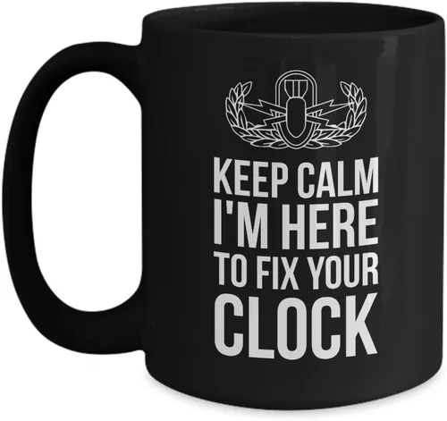 Vista 3 de Taza de café EOD Bomb Squad Explosive Ordnance Disposición Expert Military - Aquí para arreglar tu reloj