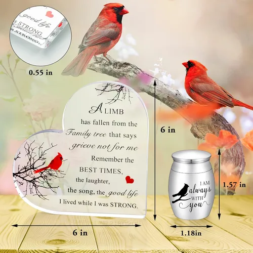 Vista 3 de Urnas cardenales medianas para adultos, regalos conmemorativos para mujeres, urnas de recuerdo para cenizas