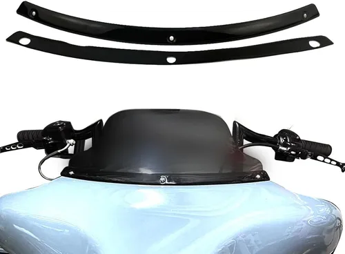 Vista 5 de Parabrisas de motocicleta de acero negro brillante suave compatible con Harley Davidson Touring Street Glide Electra Glide Ultra Limited Tri Glide
