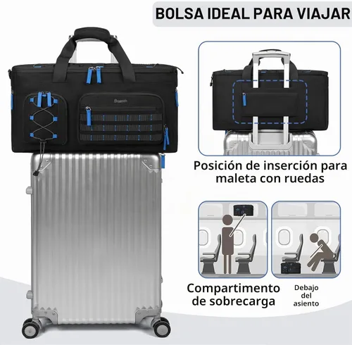 Vista 6 de Bolsa para cables DJ con divisores desmontables para equipos y equipo de música, azul