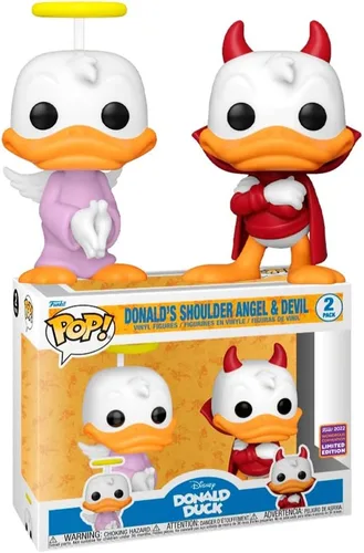 Vista 3 de Funko Figura de vinilo exclusiva de Donald Duck Pop! Disney Donald's Shoulder Angel & Devil