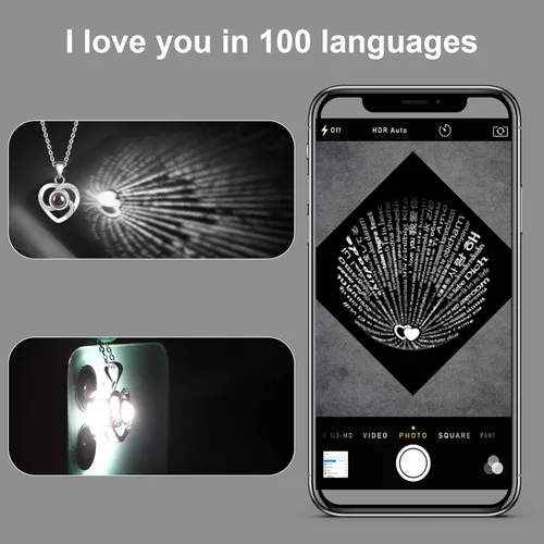 Vista 7 de Forever Rose with I Love You Heart Necklace 100 Languages Projection, Birthday Gifts for Women, Romantic Valentine Gifts for Girlfriend Wife Mom