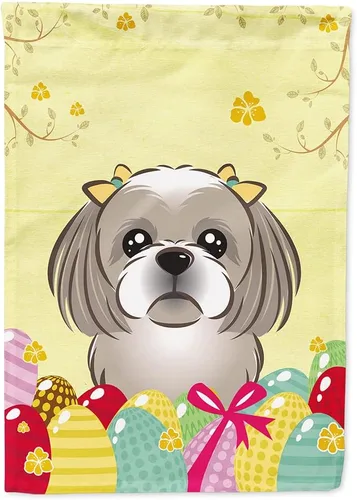 Vista 117 de Caroline's Treasures BB1920CHF - Bandera de caza de huevos de Pascua con diseño de bulldog francés, para casa, gran porche, para colgar en la pared