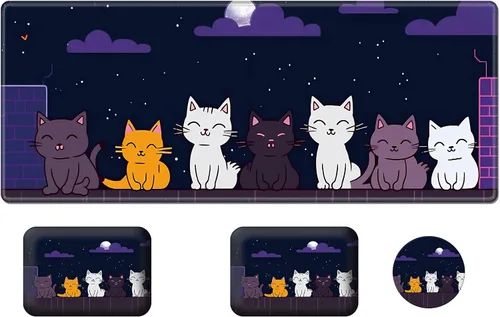 Vista 15 de Juego de alfombrillas para mouse de escritorio con soporte para codo y muñeca, 2 codos + posavasos (31.5 x 11.8 pulgadas), espuma viscoelástica