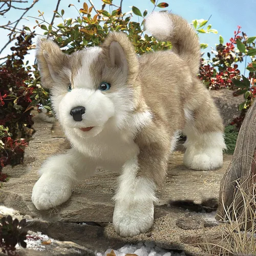 Vista 3 de Folkmanis Marioneta de mano Wolf Pup, gris, blanco, negro, 1 EA
