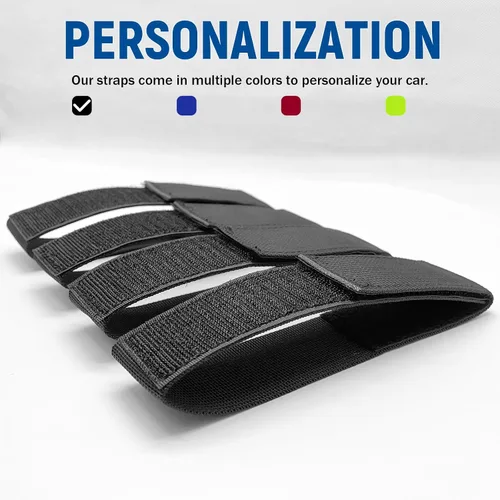 Vista 6 de Correa de amarre de techo suave para Jeep Wrangler JK, correa de tensión superior suave ajustable, negro (paquete de 4) Soft Top Tie Down Straps