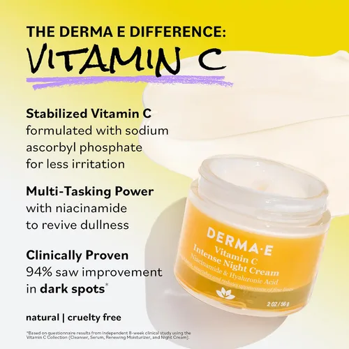 Vista 7 de DERMA-E Crema Nocturna Intensiva de Vitamina C, 59 ml, Crema Facial Renovadora de la Piel Iluminadora e Hidratante, Hidratante Facial