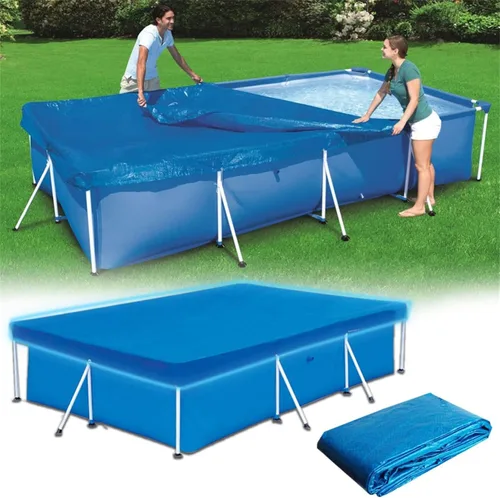 Vista 2 de Cubierta rectangular de piscina para (8.5 x 5.5 pies/9.8 x 6.5 pies/13 x 6.9 pies), rectangular, duradera, a prueba de polvo, a prueba de lluvia