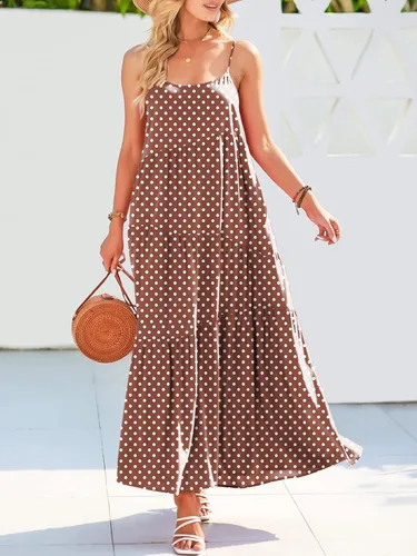 Vista 3 de ANRABESS - Vestido largo de verano para mujer, vestido de lino casual, holgado, sin mangas, con tirantes delgados y estilo bohemio, para playa