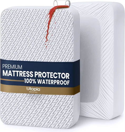 Vista 9 de Utopia Bedding Protector de colchón impermeable tamaño King (gris), funda de colchón de tela suave 3D de alta calidad, se adapta a 17 pulgadas