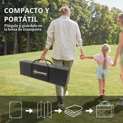 Vista 4 de Outsunny Alfombra de exterior para patio impermeable 9' x 18' rombo negro y Borde rombo negro y gris