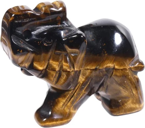 Vista 15 de Estatua de cristal de elefante tallada a mano, escultura de animal guardián de oficina en casa, decoración de 1.5 pulgadas, obsidiana negra
