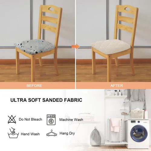 Vista 5 de Gute Fundas para Asiento de Silla, Funda de Silla de Ante con Cintas Elásticas y Botón, Protectores de Silla Tapizada Desmontables y Lavables