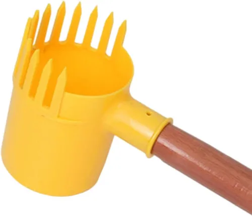 Vista 4 de Herramienta para recoger frutas para dátiles, nueces, castañas, cosechadora de frutas portátil ligera con mango de madera de 15.16 pulgadas