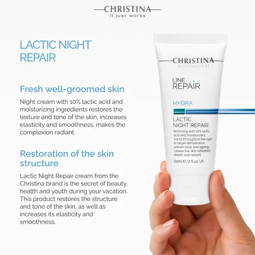 Vista 2 de CHRISTINA- Line Repair Hydra Crema de noche con ácido láctico Felicidad nocturna para la alineación y rejuvenecimiento de la piel Mejora