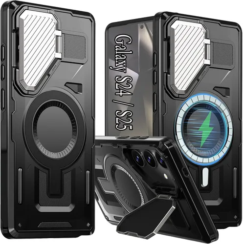 Vista 12 de para Galaxy S24 Plus Funda Magnética, Funda Resistente y Rugosa con Protección contra Caídas [Compatible con Carga Inalámbrica Rápida] Funda