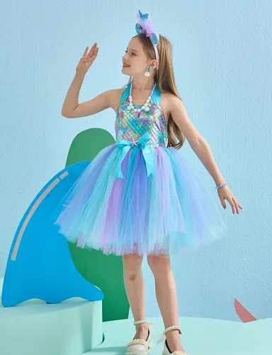 Vista 3 de Tutu Dreams Full Set Mermaid Dress for Girls Birthday Halloween Party Gifts Dress Up Clothes