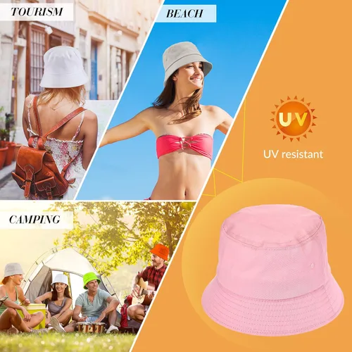 Vista 7 de Sombreros de pescador para hombres y mujeres, sombrero de playa de verano, sombrero de pesca para adultos, sombrero de algodón transpirable