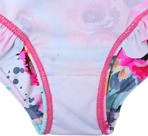 Vista 5 de XFGIRLS Traje de baño de manga larga para bebéniña, traje de baño de una sola pieza, protección contra erupciones para niños, UPF 50+