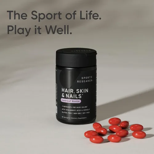 Vista 7 de Sports Research® Cabello, piel y uñas con Lustriva® Biotina, 60 cápsulas