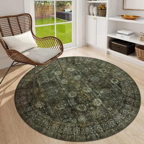 Vista 24 de Moynesa Alfombra ultra fina lavable de 2 x 3 pies, alfombra pequeña de cocina para entrada, interior, antideslizante, tapete vintage para puerta