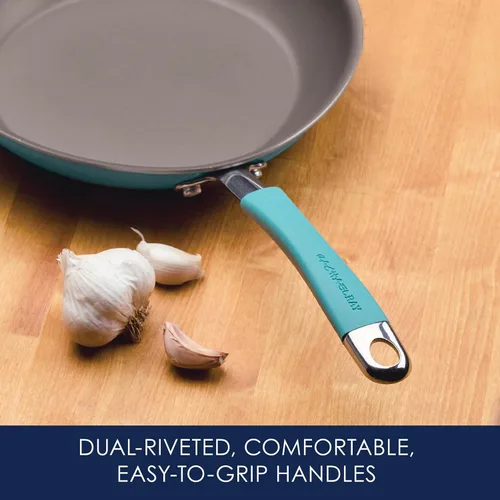 Vista 5 de Rachael Ray Cucina - Juego de ollas y sartenes antiadherentes, 10 piezas, color azul agave
