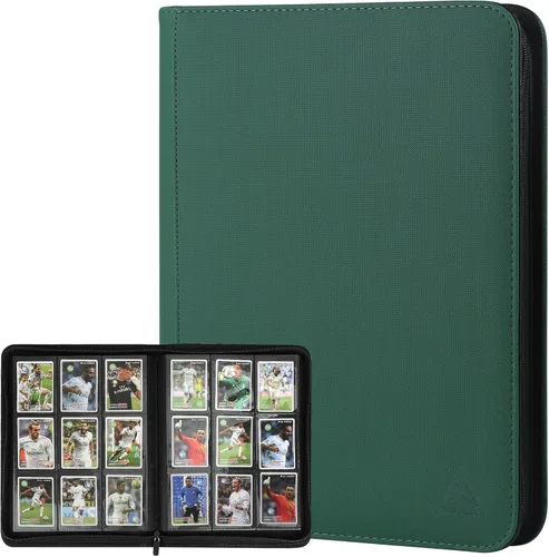 Vista 16 de Carpeta para tarjetas de 9 bolsillos, capacidad 540 con cierre de cremallera, de doble cara, resistente y elegante, protector de piel sintética