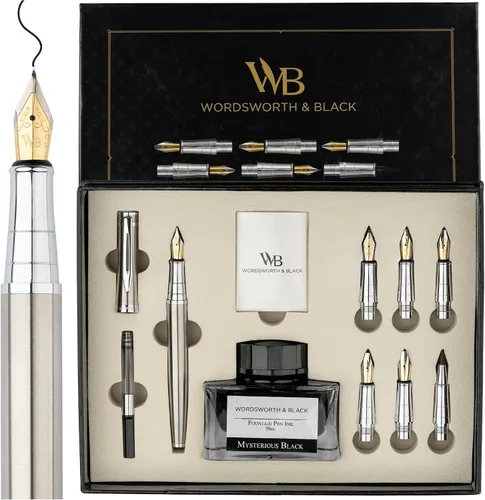 Vista 20 de Wordsworth & Black Luxury Calligraphy Pen Set for Writing, 6 Nibs,All Black Todo negro
