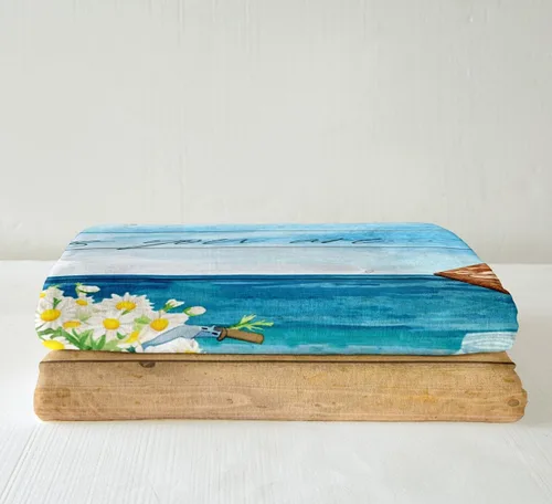 Vista 4 de Manfei Manta de playa de verano, manta floral de bicicleta para sofá, manta de cama de tablones de madera rústica para niños y niñas, decoración