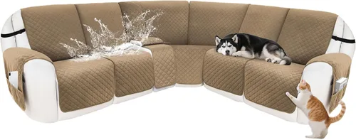 Vista 72 de Fundas para sofá modular reclinable, de terciopelo en forma de L, funda de consola central para perros y mascotas, lavable antideslizante, 1 funda
