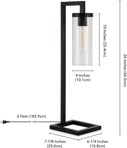 Vista 5 de Lámpara Henn & Hart Sleek tall table lamp with milk glass cylinder shade for a welcoming ambient glow, ideal for bedroom, living room, or office