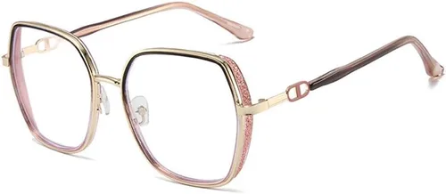 Vista 12 de Gafas grandes con bloqueo de luz azul para mujeres y hombres, elegantes lentes de metal Retr Anti-UV Antifatiga Anti-Blue Eye Glasses