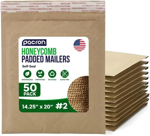 Vista 8 de Sobres acolchados de panal biodegradables y compostables (6 x 10 pulgadas – 250 unidades) sobres de envío de papel con revestimiento hexagonal