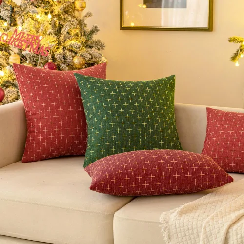 Vista 196 de MIULEE - Juego de 2 fundas de almohada decorativas de lino de arpillera navideñas, modernas, estilo campestre, rústicas, tejidas, con textura