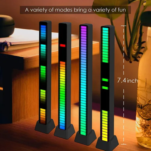 Vista 5 de Soulpunk Luz de control de sonido recargable RGB, luces de ritmo de música activadas por voz, luz ambiental, para automóvil, decoración de sala