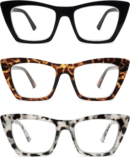 Vista 7 de AMOMOMA Anteojos de lectura de gran tamaño para mujer, diseño de ojo de gato a la moda, lector de computadora con luz azul AM6028 Ac1 Blk+c2 Tortuga