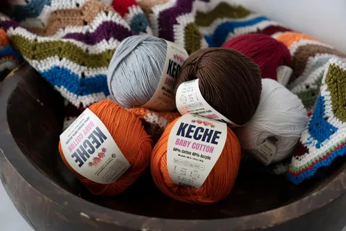 Vista 9 de Keche Hilo de Algodón, 60% Algodón 40% Hilo Acrílico, Hilo de Algodón Suave para Crochet y Tejer, Hilo Amigurumi 1 Madeja/Bola 1.76 Oz (50g) / 180