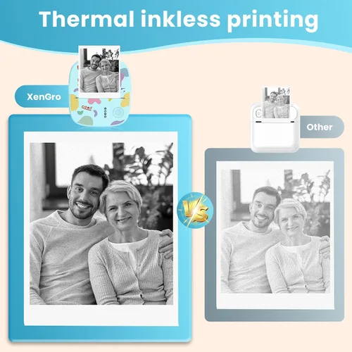 Vista 8 de Mini impresora portátil de calcomanías, mini impresora térmica con 3 rollos de papel, cápsulas de impresión sin tinta Bluetooth, etiquetadora