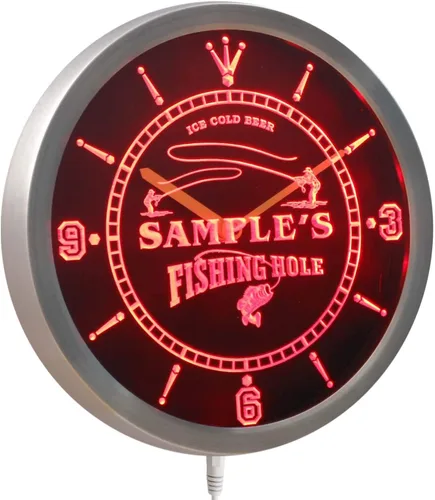 Vista 3 de AdvPro ncqx-tm - Reloj de pared LED personalizado con diseño de agujero de pesca con mosca