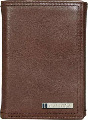 Vista 12 de Nautica Men's Trifold Wallet RFID Blocking Protection ID Window Card Slots Genuine Leather Durable