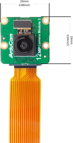 Vista 2 de Arducam para Raspberry Pi Camera Module 3, 12MP IMX708 102 ° (H) Cámara HDR de enfoque fijo gran angular para Raspberry Pi 5, 4/4B, 3/2/Zero W