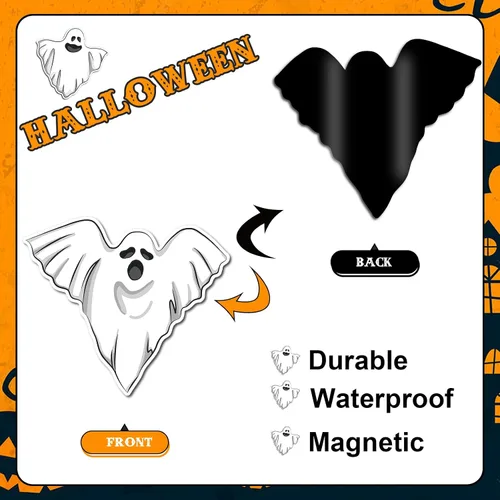 Vista 3 de AnyDesign Calcomanías magnéticas para decoración de garaje de Halloween, fantasma blanco, calcomanías para puerta de garaje, calcomanías