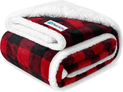 Vista 9 de PetAmi - Manta impermeable para perros medianos, cachorros, gatos pequeños Manta de forro polar suave para mascotas para sofá Cubierta gruesa
