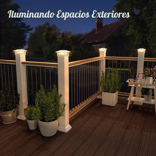 Vista 6 de Luces solares para tapas de postes para exteriores, paquete de 12, impermeables, luces para postes de cerca con 16 LED ultra brillantes que se Blanco