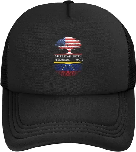 Vista 2 de Born Roots Flag Gorra de béisbol de malla sólida para papá camionero sombrero de ala plana